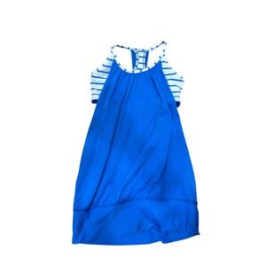 Lululemon No Limits Tank Top Blue White Striped Built In Bra Womens Size 6